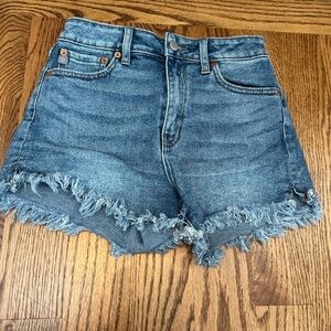 Just USA Blue Frayed Jean Shorts